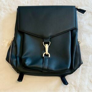 NWT Lionel Patricia Vegan Leather Black and Gold Women's Mini Backpack